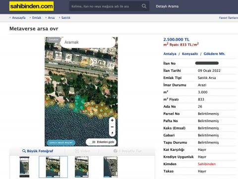 Şaka Gibi Ama Gerçek: Metaverse Arsaları ‘Sahibinden’ Üzerinden Satılmaya Başladı